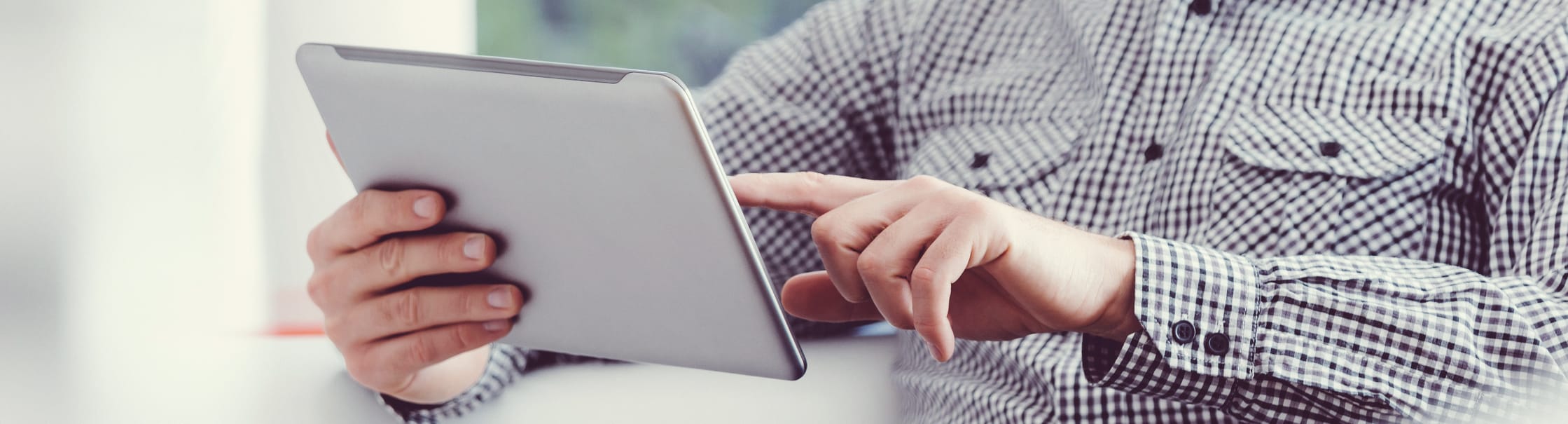 man using tablet