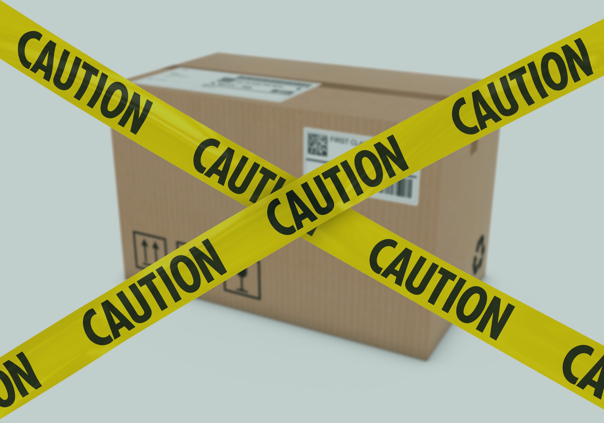 Cardboard Box Behind Caution Tape Cross