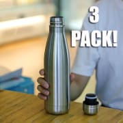 Double Walled Vacuum Insulated Stainless Steel 17-oz. Water Bottle 3-Pack for $15 + free shipping