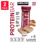 Costco offers its members the Kirkland Signature Protein Bars 20-Count Box 2-Pack (40 bars total) in Cinnamon Roll for $24.99 with free shipping. (Non-members pay an additional $2.) That's $15 off and the lowest price we could find