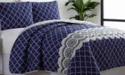 Groupon offers the Spring Reversible Coverlet Set in several colors (Navy pictured) from $23.99. Shipping adds $3.99