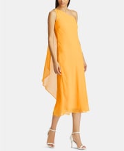 Lauren Ralph Lauren Women's Rhinestone-Pin Single-Shoulder Chiffon Dress for $44 + free shipping