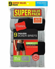 Hanes Men's ComfortSoft Flex Waistband Tagless Boxer Briefs 9-Pack for $18 + free shipping
