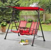 Walmart offers the Mainstays Big and Tall 2-Person Bungee Canopy Porch Swing in Red or Camo for $139.95. Choose in-store pickup to drop the price to $135.89