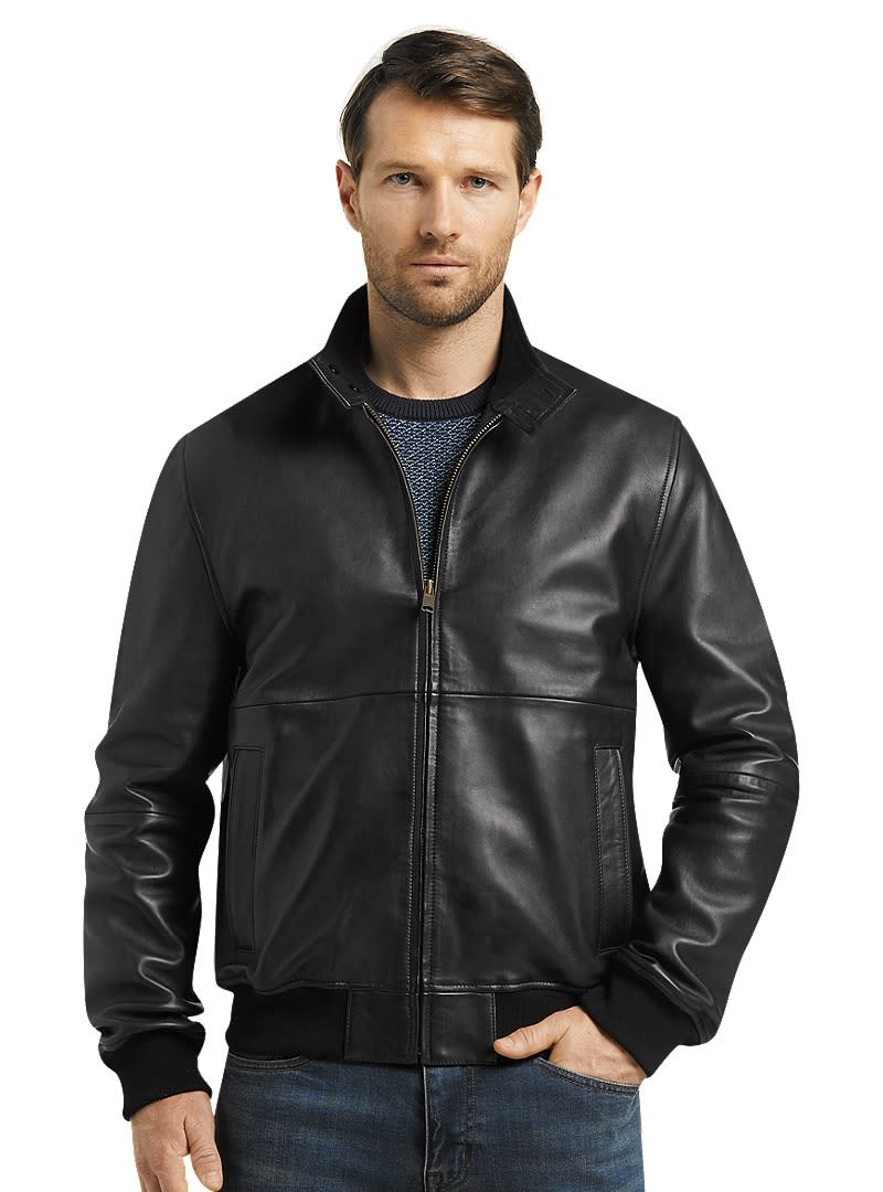Jos. A. Bank Men's 1905 Collection Tailored Fit Lambskin Bomber Jacket for $100 + free shipping