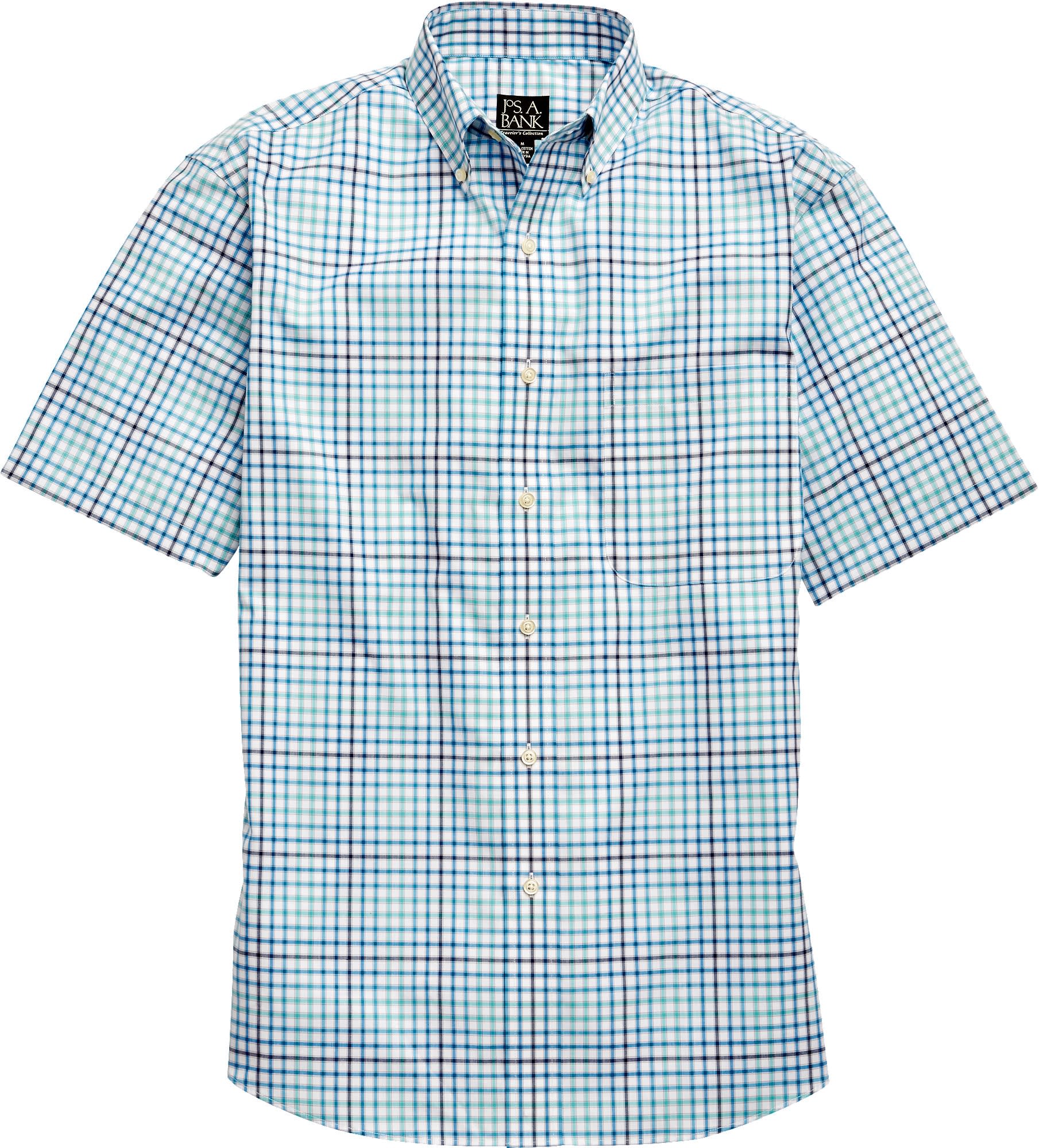 Jos. A. Bank Men's Traveler Collection Plaid Short-Sleeve Sportshirt for $10 + 3