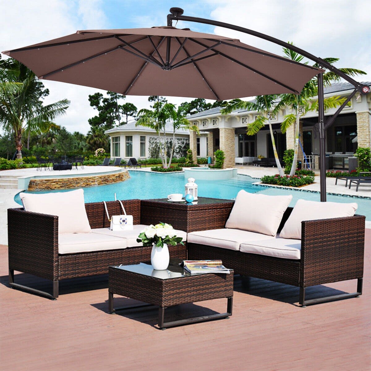 Costway 10-Foot Hanging Solar-Powered LED Umbrella for $79 w/ $12 Rakuten points + free shipping