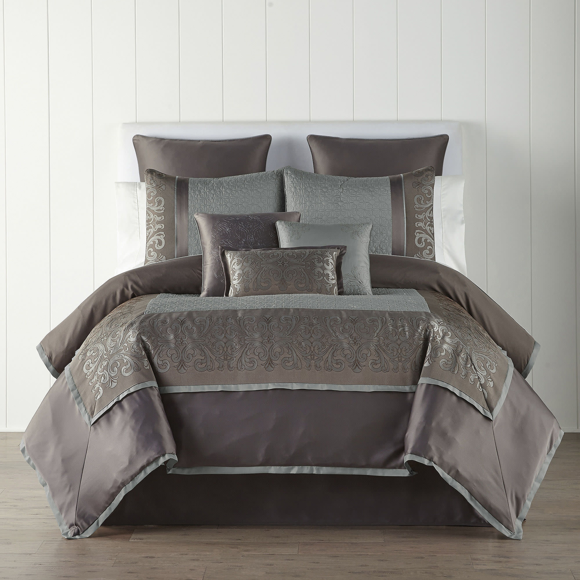 JCPenney Home Nicholai 7-pc. Jacquard Comforter Set for $56 + pickup at JCPenney
