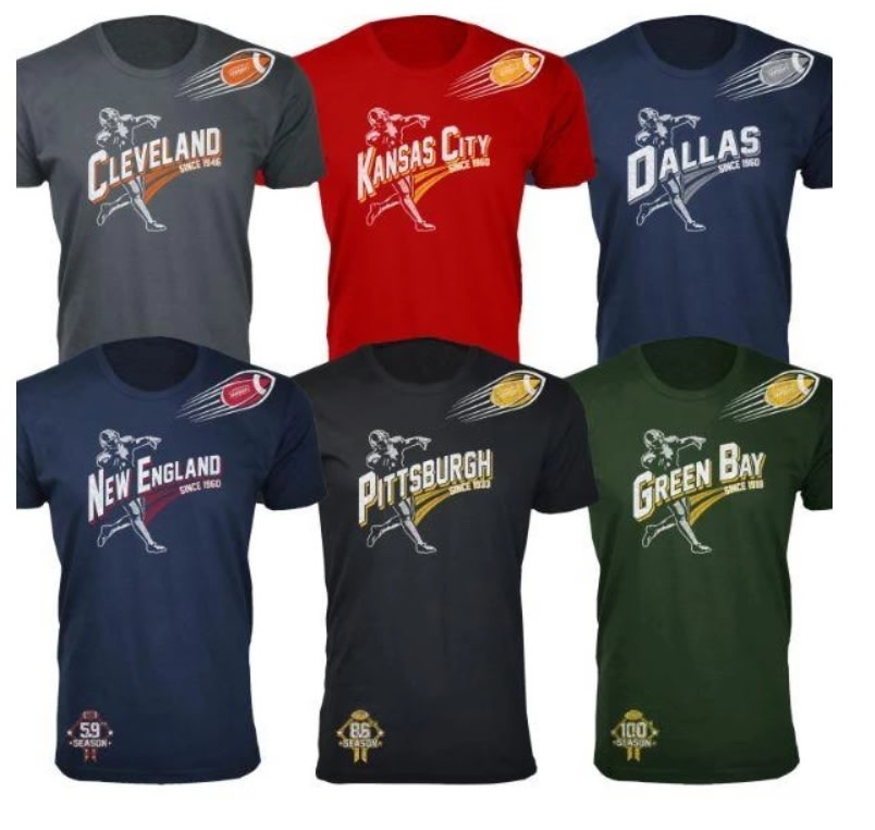 Men's and Women's Football T-Shirts for $15 + free shipping