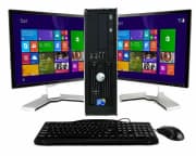 Dell Optiplex or HP Pro Elite Desktop PC w/ 2 19" LCDs. You'd pay over $200 elsewhere for the combo without the computer.