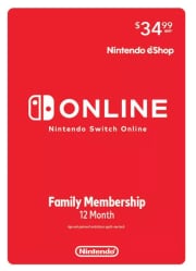 Nintendo Online 12-Month Family Membership. Save $15 and choose games from a curated library of over 70 games.