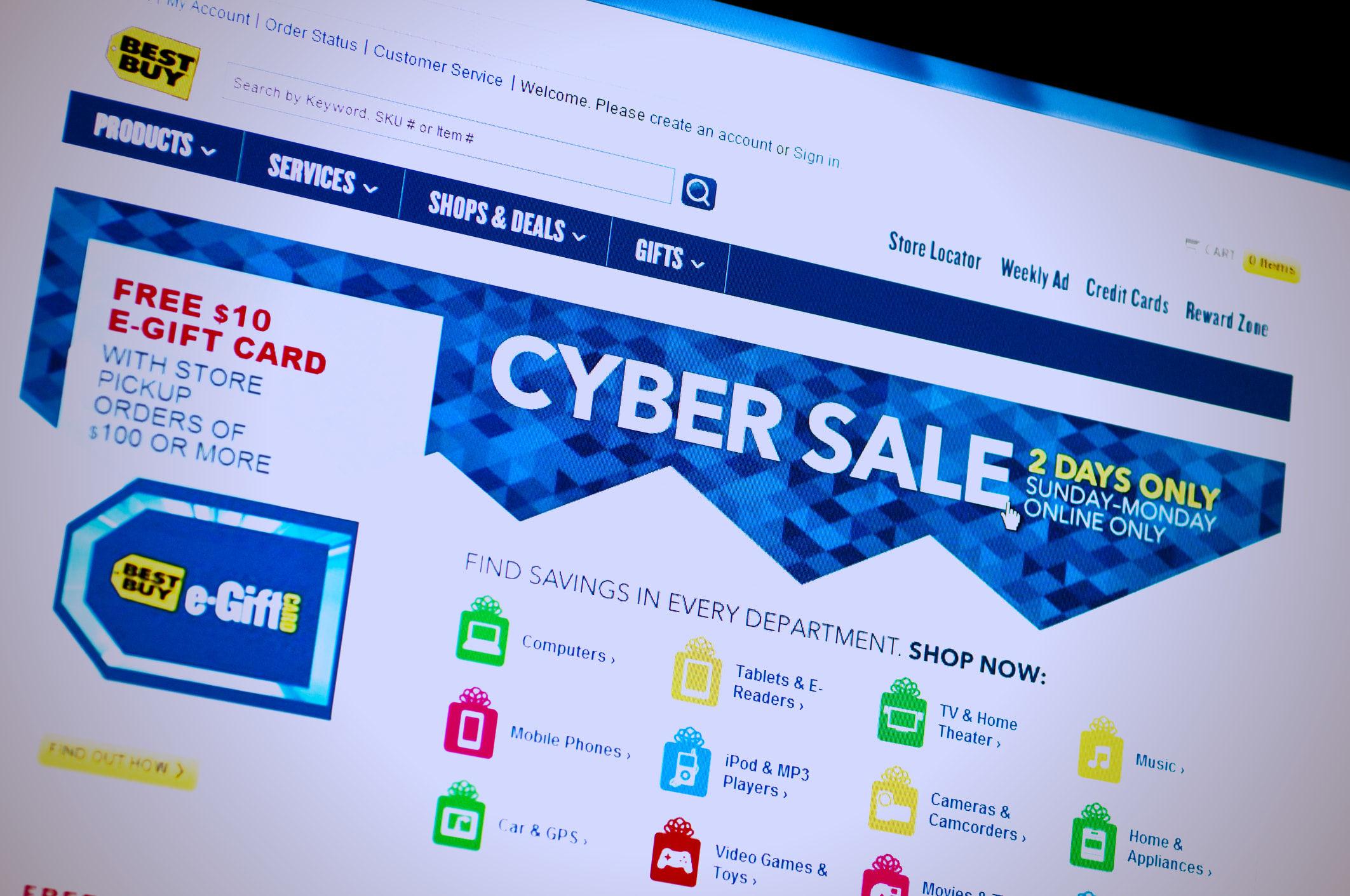 Best Buy Cyber Sale page