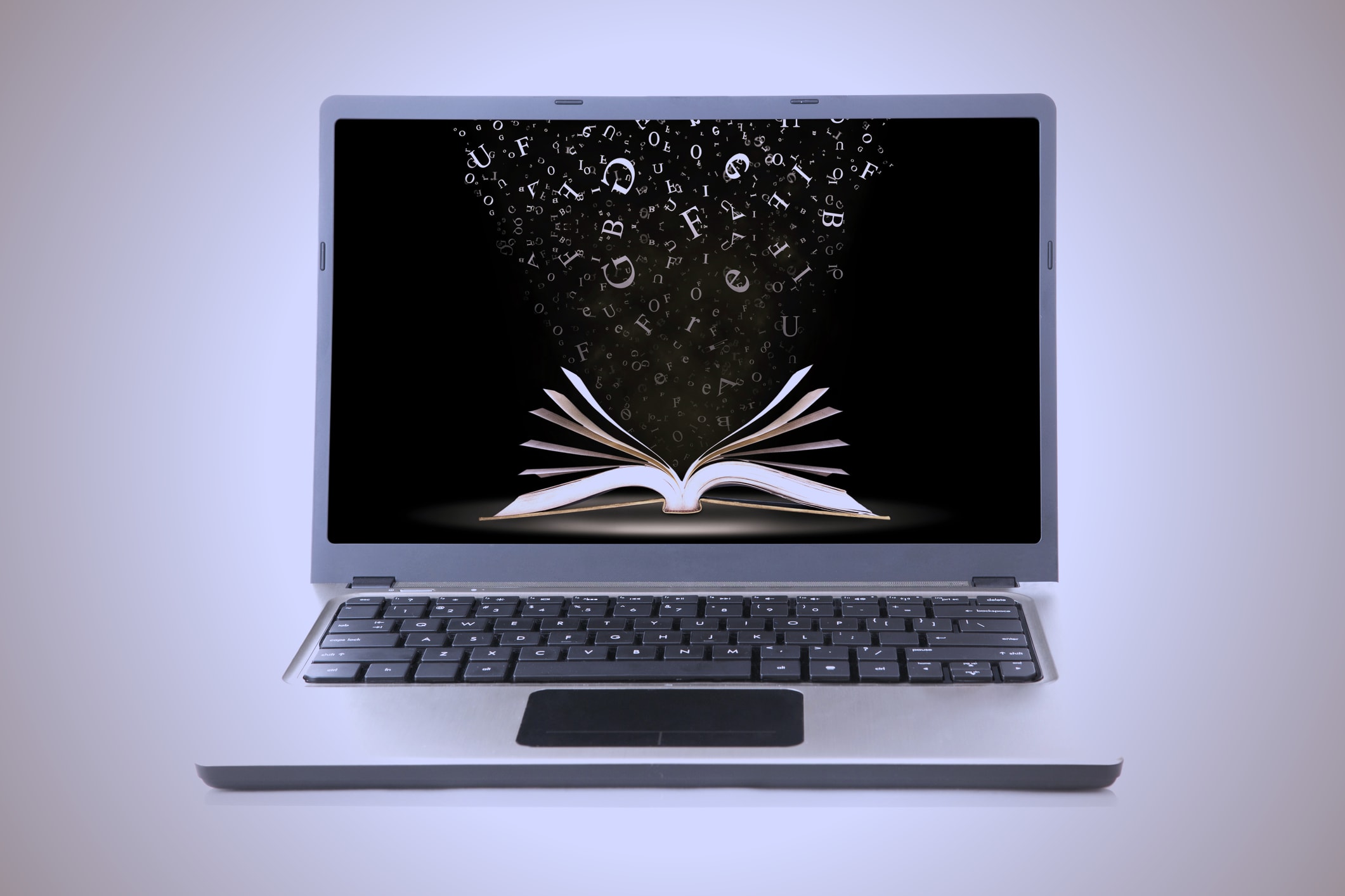 Laptop with Book Background