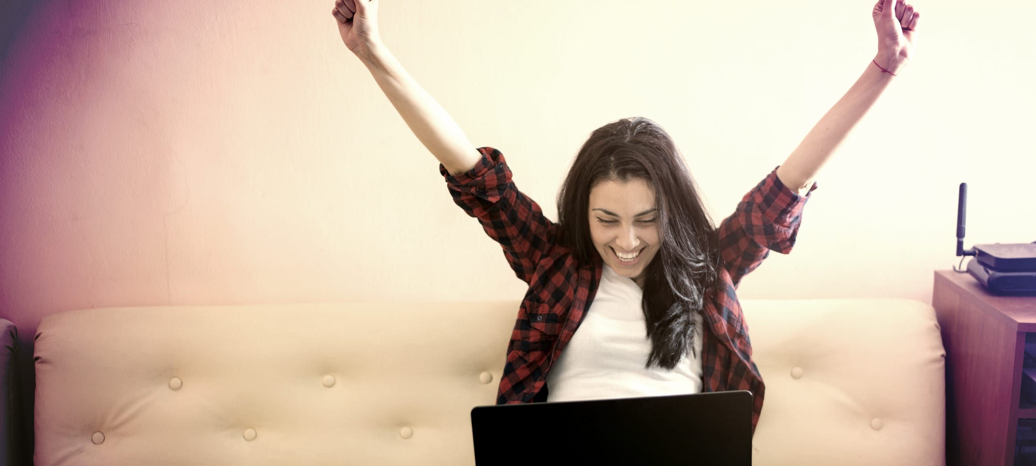 woman using laptop WiFi