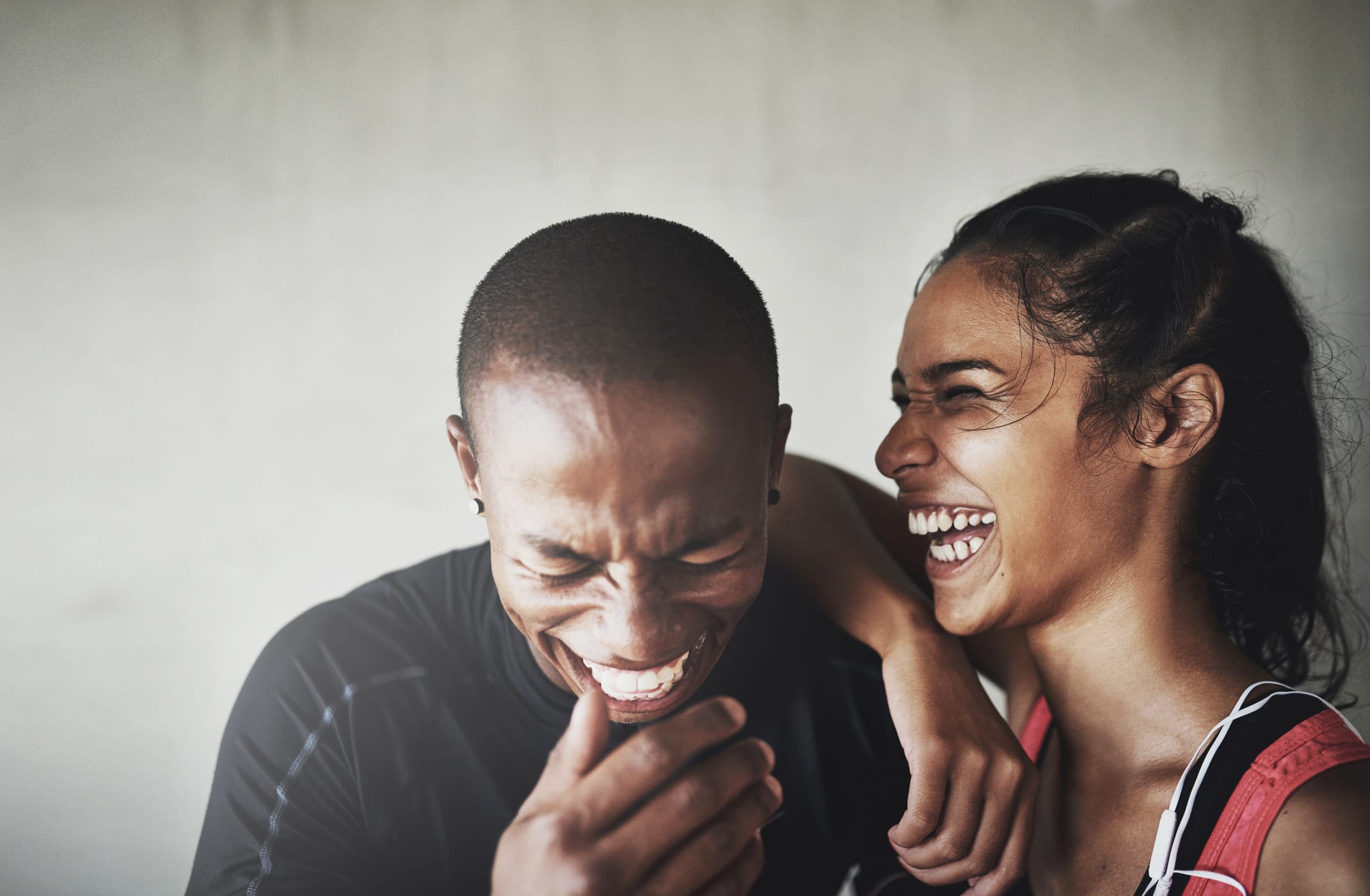 couple laughing together