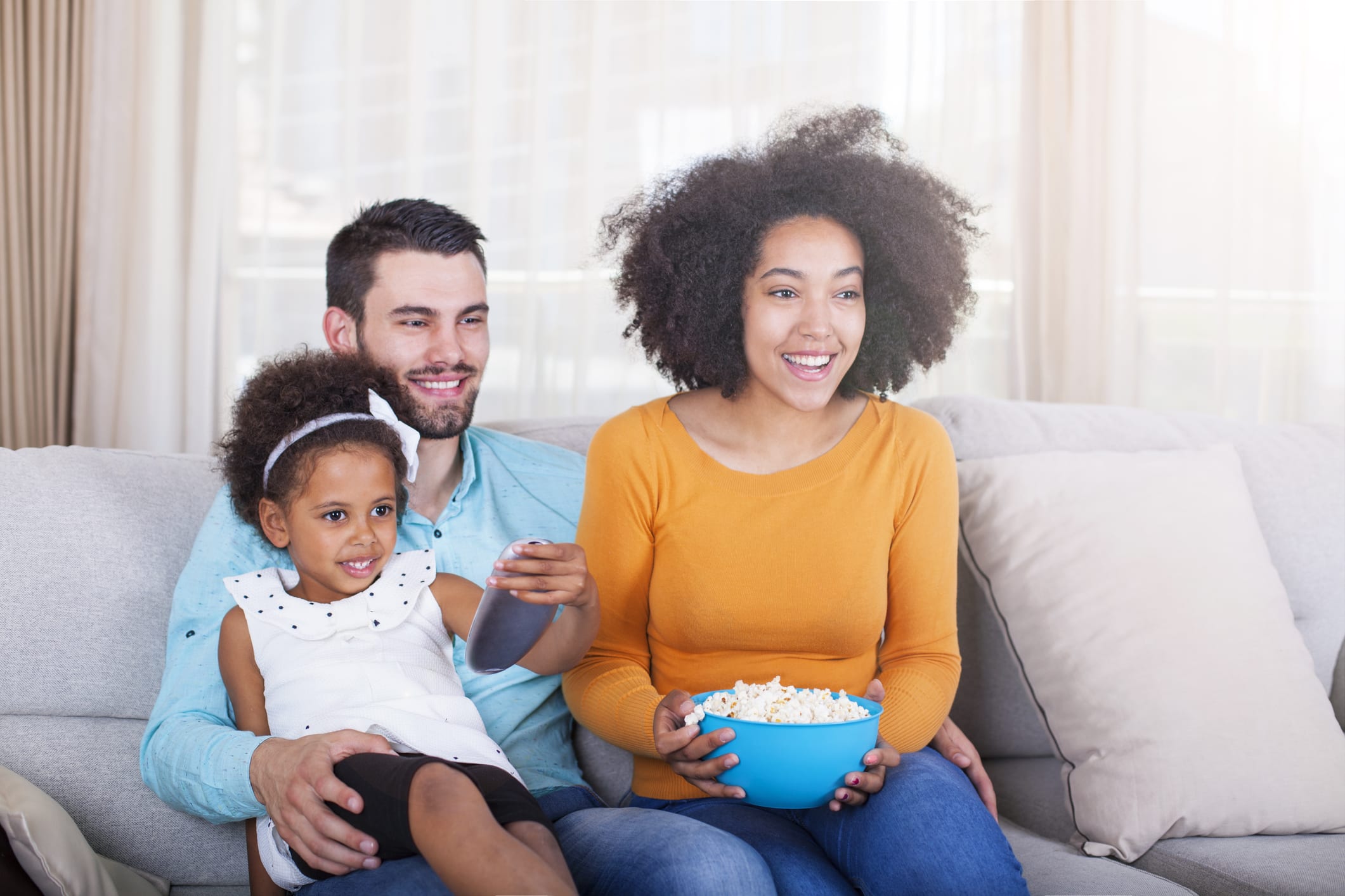 family watching TV