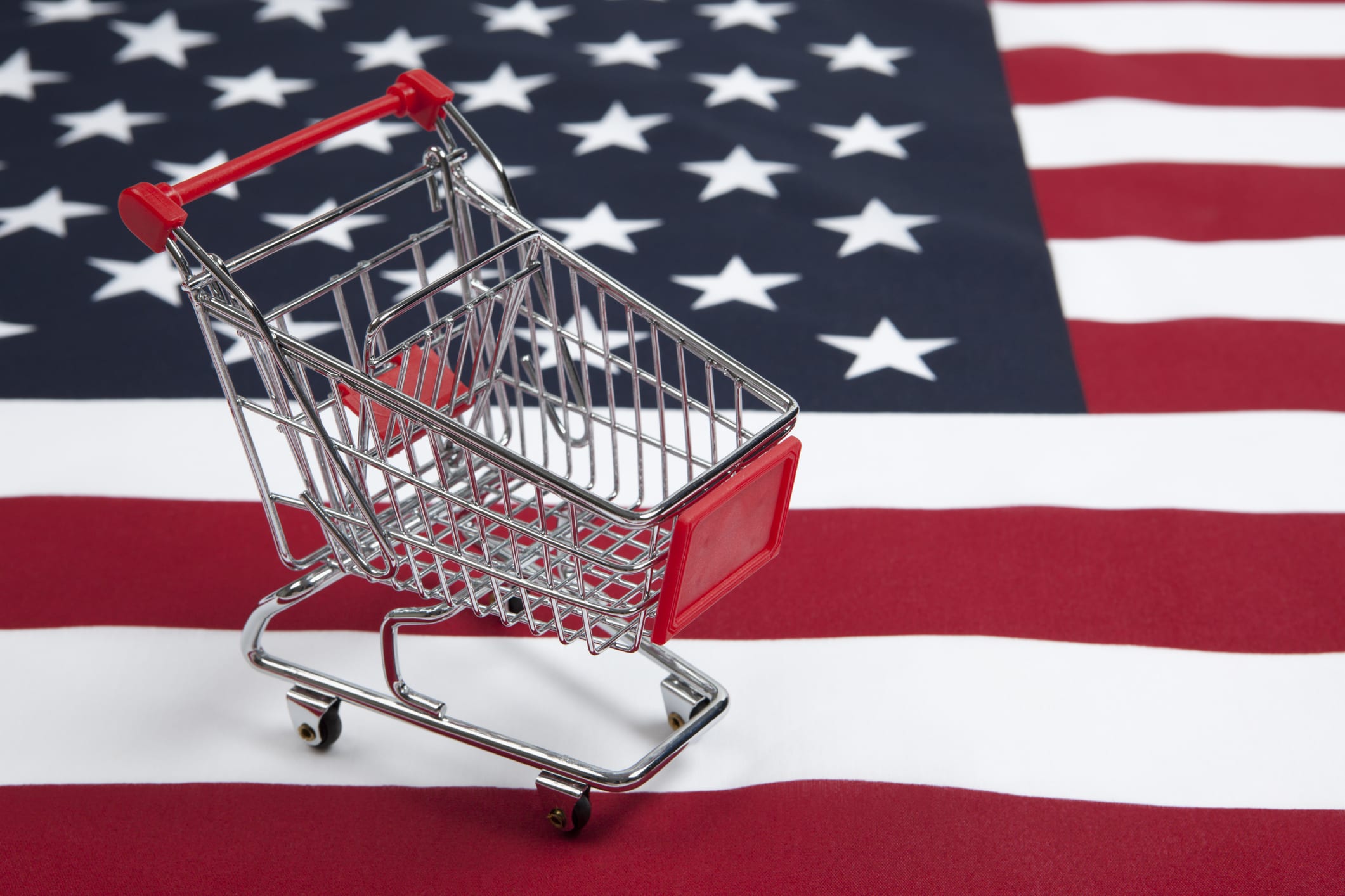 shopping cart on American flag