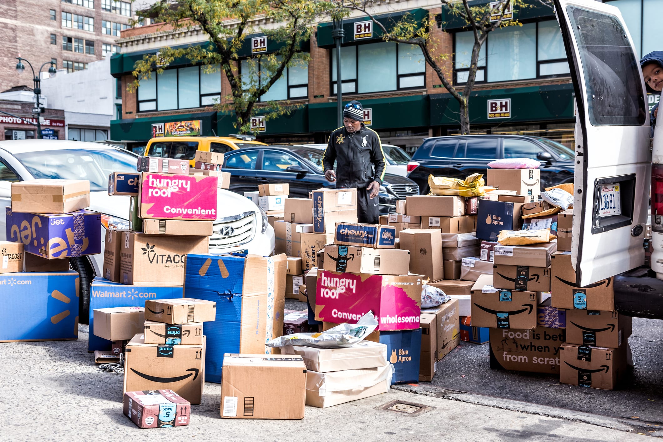Delivery man with boxes
