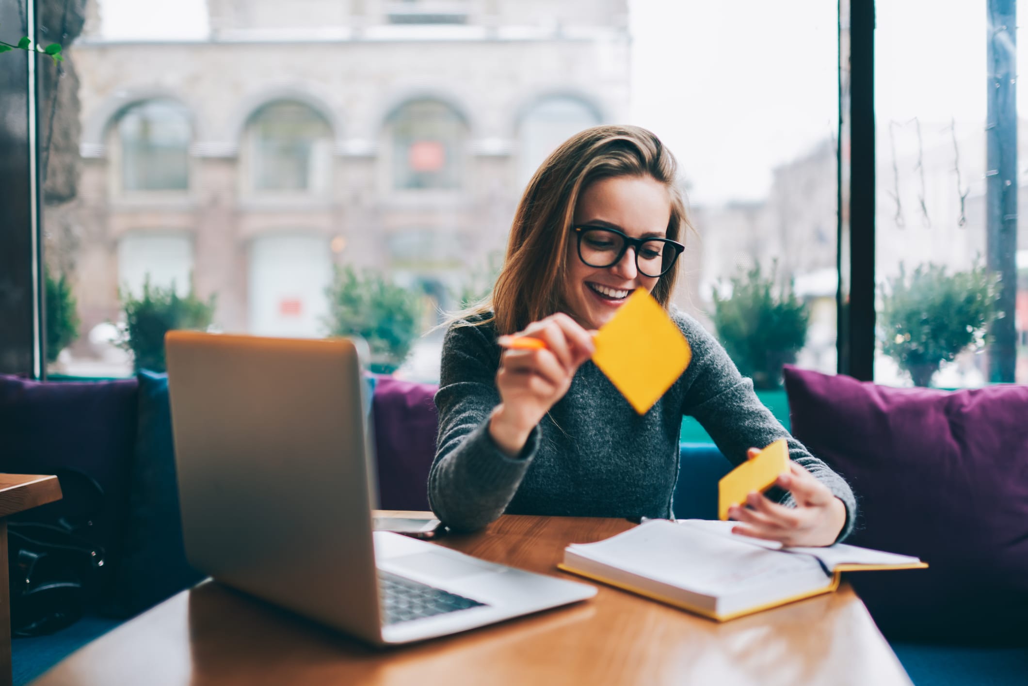 College student with laptop