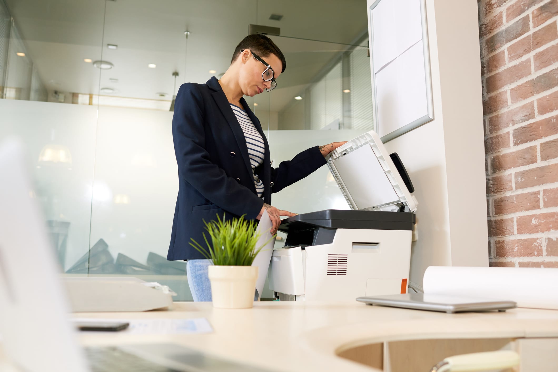 Woman Using Printer