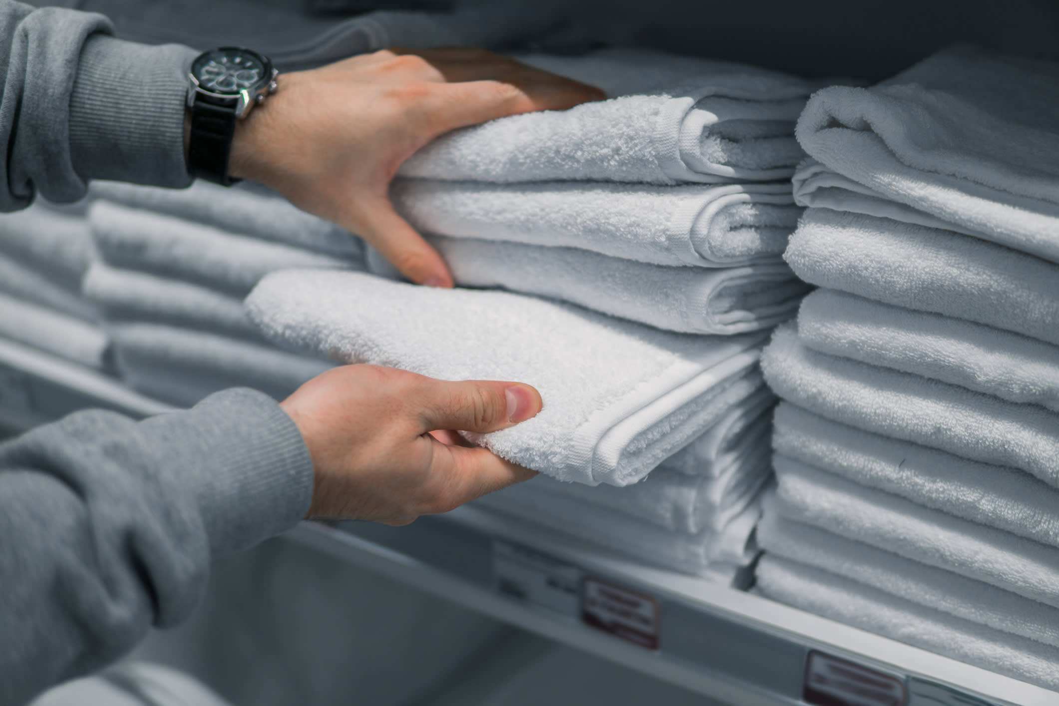Stacks of Towels in the Store