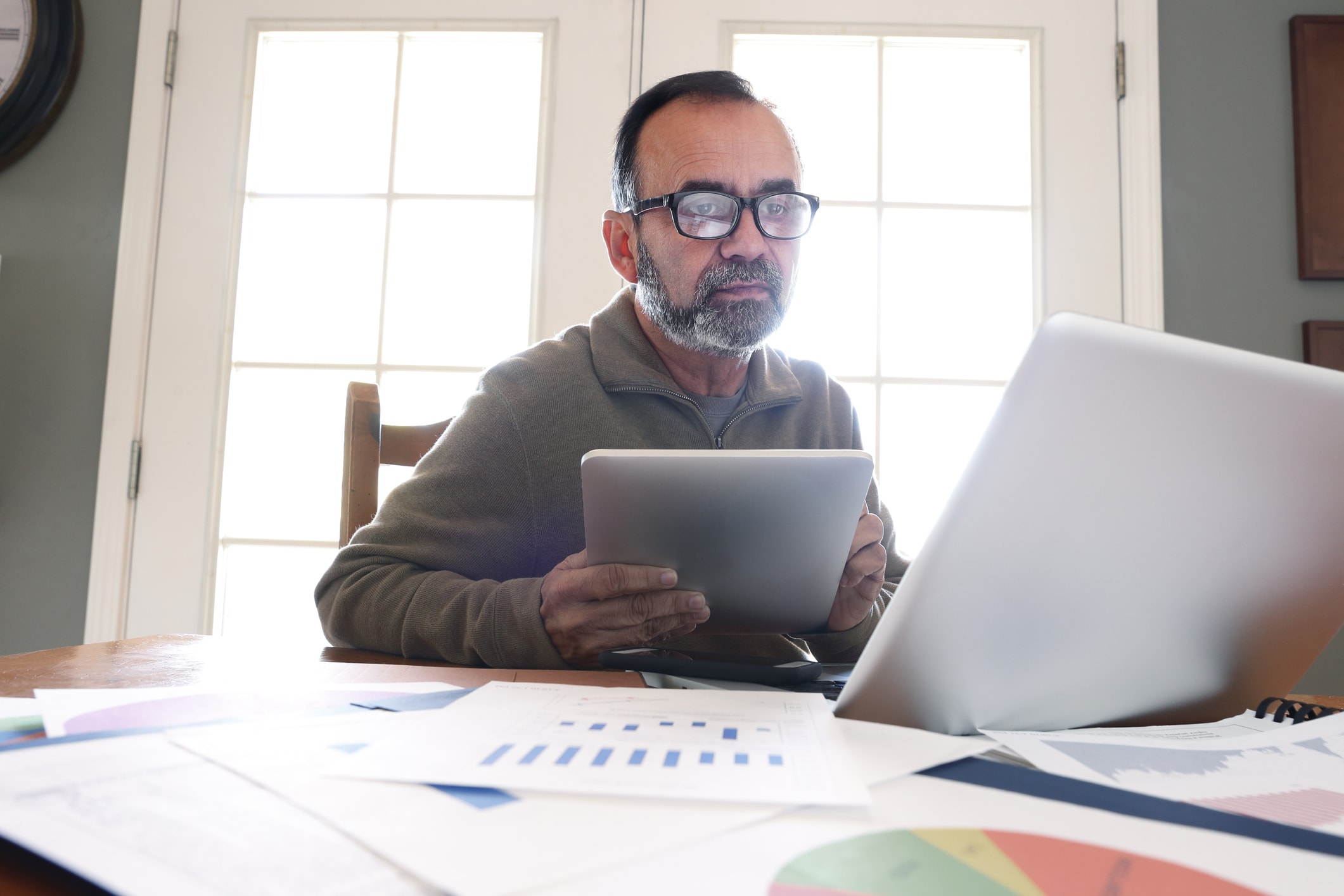 Man working from home on a computer