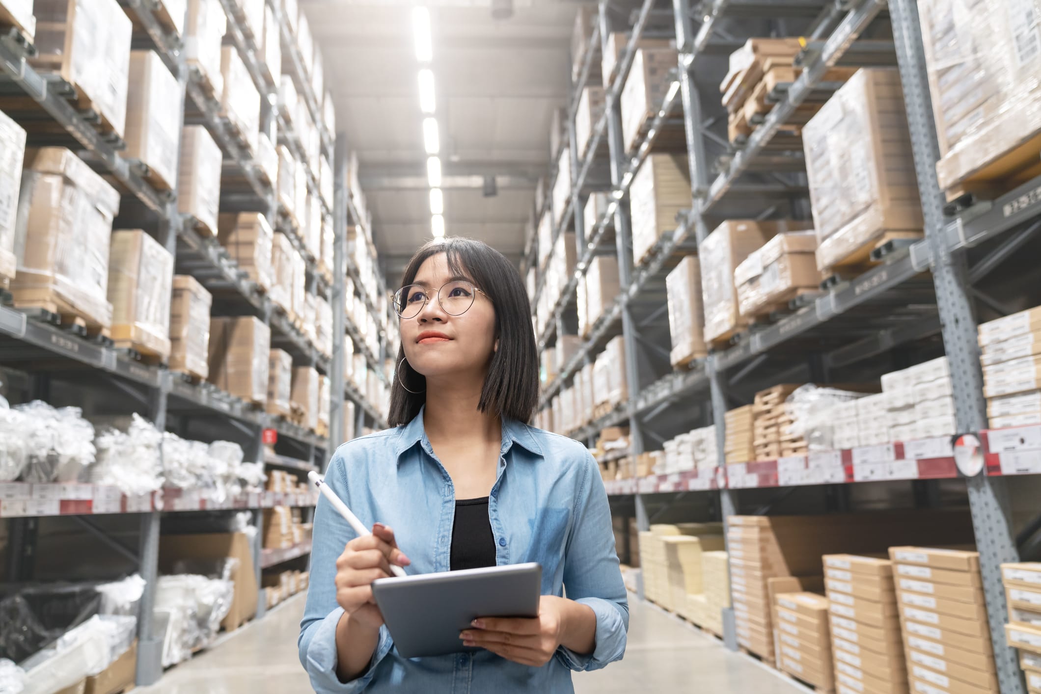 woman in warehouse