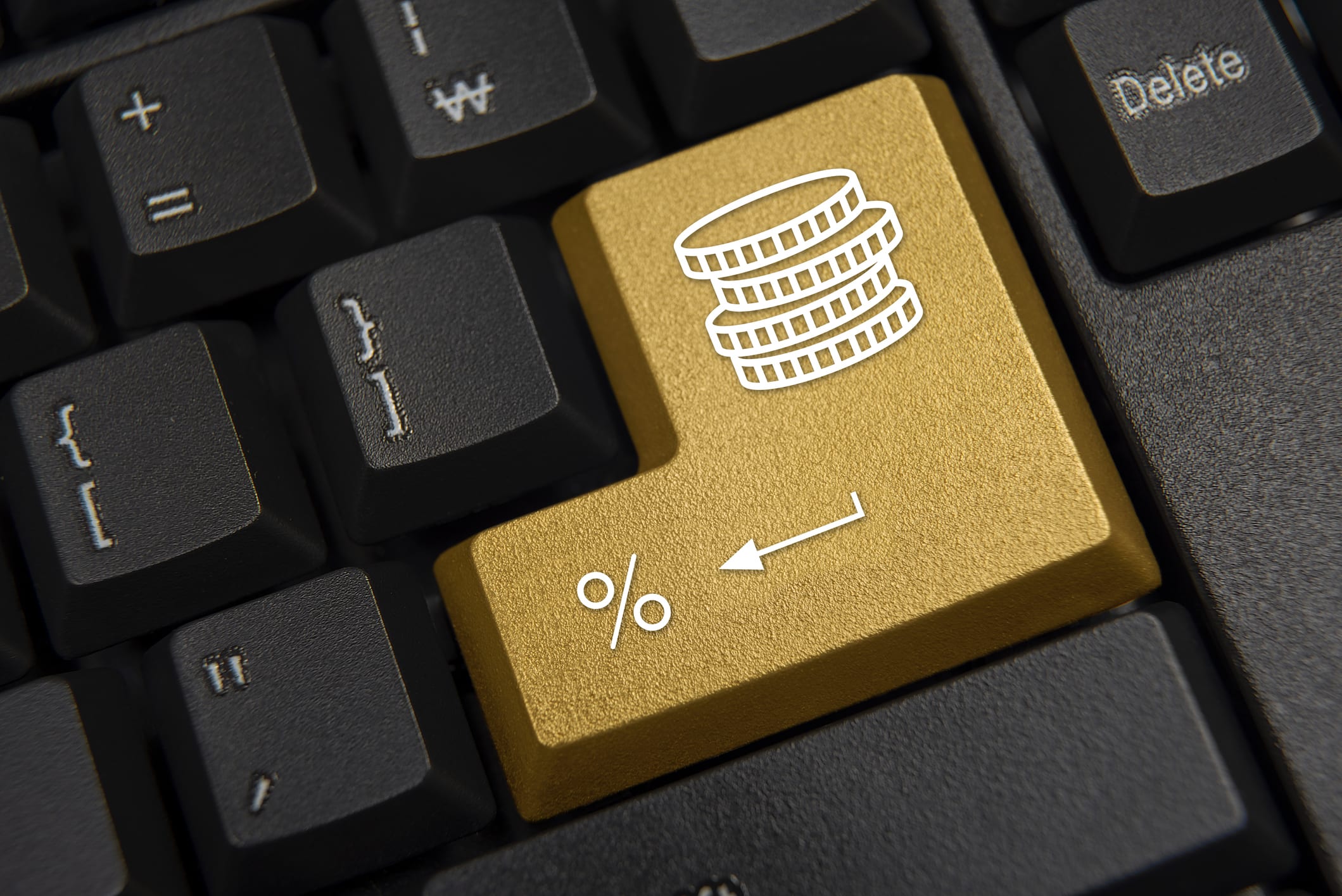 Black Keyboard with a Gold Enter Key