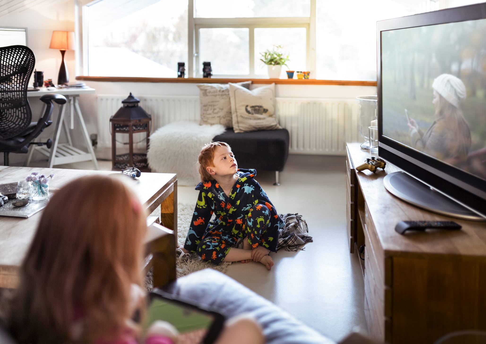 kid watching TV