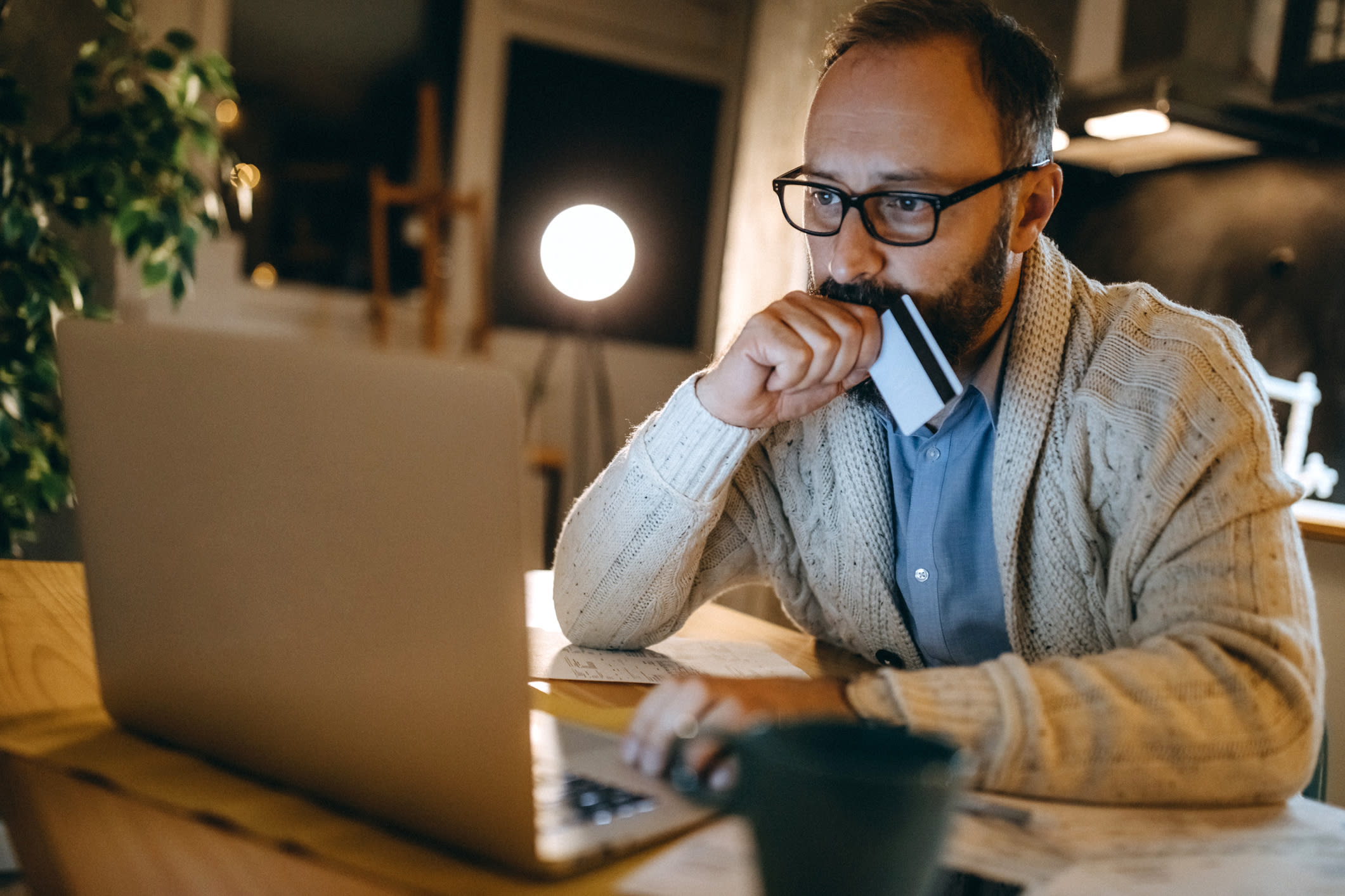 Man Paying Credit Card Bill Online