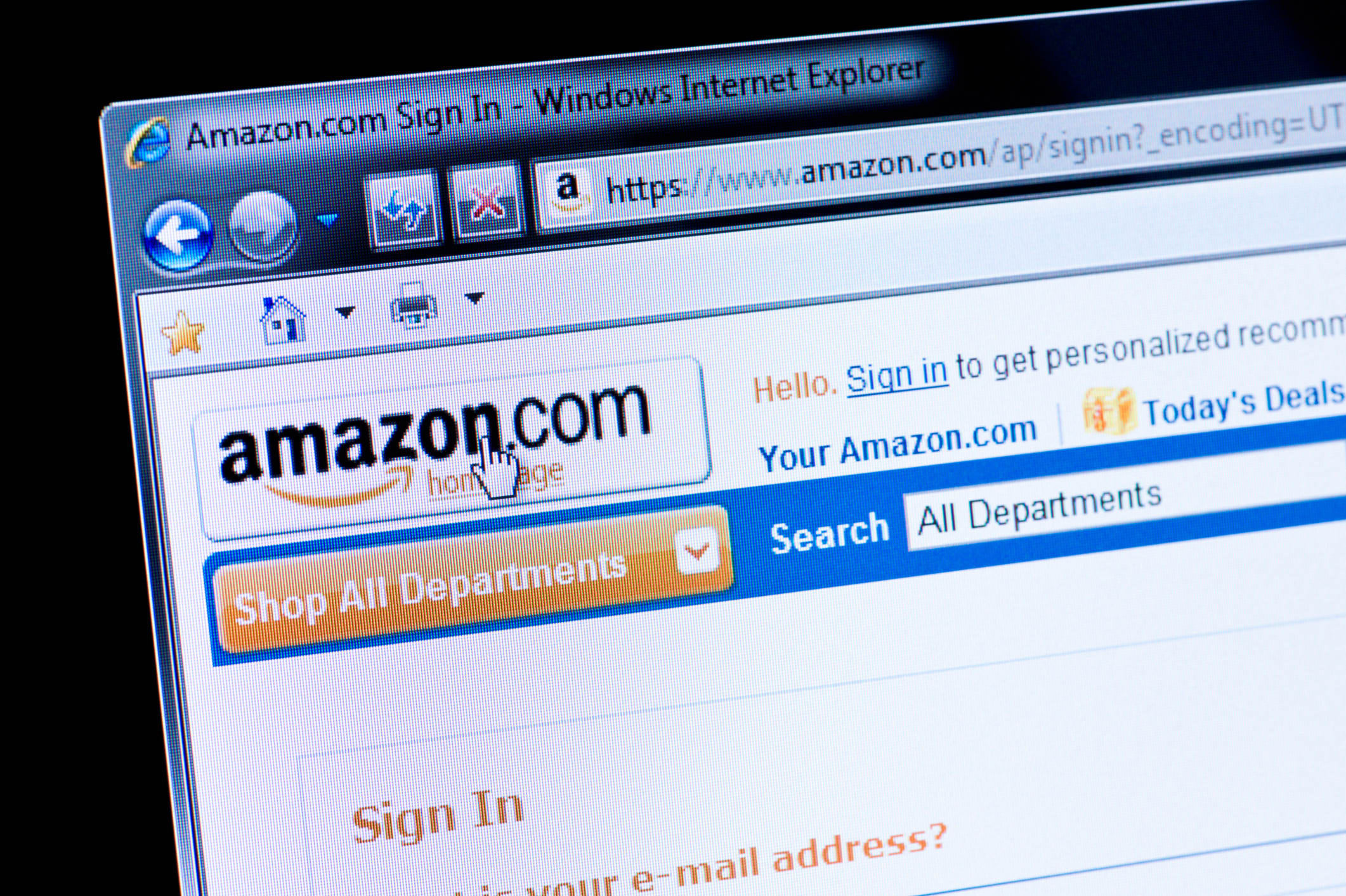 Closeup of an Amazon Webpage