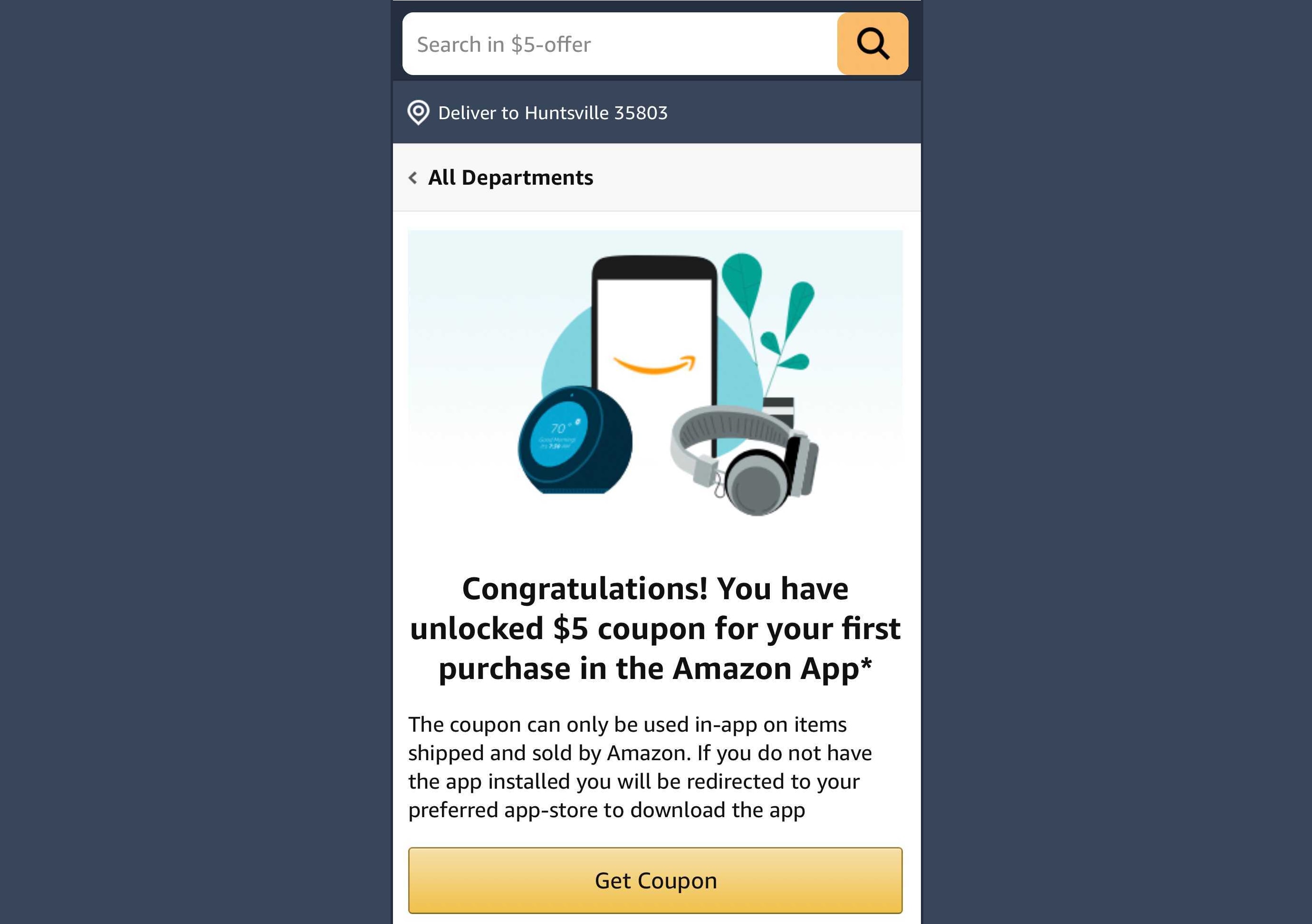 Amazon success screen