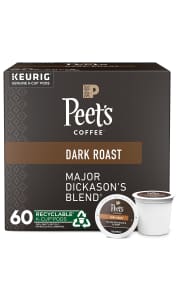 Peet's Coffee Major Dickason's Dark Roast K-Cup Pods 60-Pack. Check Subscribe & Save and clip the on-page coupon to get this price.