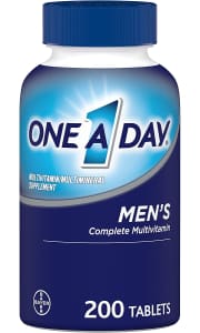One A Day Men's Multivitamin 200-Count Tub. That's half what you'd normally pay for two tubs, thanks to the clippable coupon &ndash; add two to your cart to see the discount at checkout.