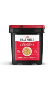 ReadyWise 104-Serving Emergency Food Supply Variety Pack Bucket. That's a savings of $62 off the regular price.