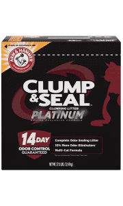 Arm & Hammer Clump & Seal Platinum Clumping Cat Litter 27.5-lb. Box. The price will drop in-cart, making it a savings of $14. Furthermore, you'd pay $10 more for the lesser, 7-day odor guarantee version in this size.