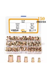 Vigrue 150-Piece Carbon Steel UNC Rivet Nuts Set. Clip the 5% off on page coupon and apply code "SLWJOHBI" for a savings of $9.