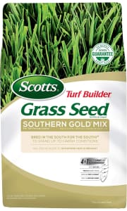 Scotts Turf Builder Grass Seed Southern Gold Mix 40-lb. Bag. Clip the on-page coupon to cut it to $49 less than you'd pay for this amount at Home Depot.