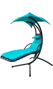 BalanceFrom Hanging Curved Chaise Lounge. It's at least $159 less than Amazon currently charges for any other color. (For further comparison, a nearly identical chaise at Costway is priced at $229.)