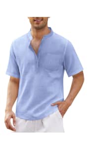 Coofandy Men's Linen Henley Shirt. Apply coupon code "DEALNEWS" for a savings of $7.
