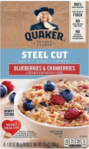 Quaker Instant Steel Cut Cranberries And Blueberries Oatmeal 8-Pack. It's usually listed at over $5.