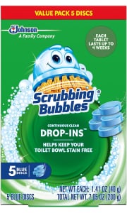 Scrubbing Bubbles Toilet Cleaner Drop Ins 5-Pack. You'd pay a buck more at a local store.