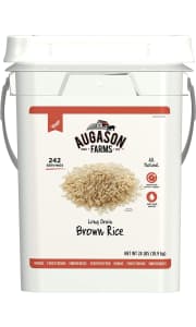 Augason Long Grain Brown Rice Emergency Food Storage 24-lb. Pail. It's $14 under our January mention and a savings of $30 off list.
