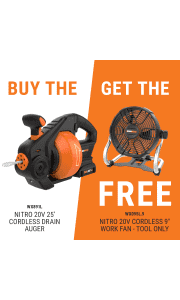 Worx 20V Nitro Cordless Drain Auger w/ Cordless Work Fan. That's around $90 less than the best price we could find for these items if purchased separately.