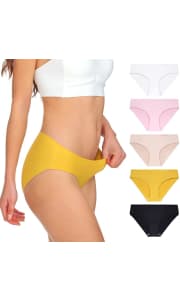 Xinbang Women's Seamless Hipster Briefs 5-Pack. Clip the 10% off on page coupon and apply code "HBOFG7EC" for a 50% savings.