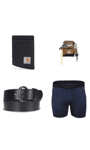 Carhartt Accessories. Save on a selection of more than 70 items, including boxer briefs from $14.24, belts from $22.49, plus wallets, bags, and more.