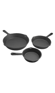 ExcelSteel Cast Iron 3-Pc. Skillet Set. That's a $5 low.