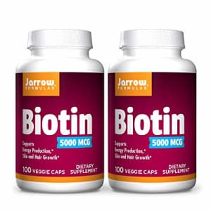 Jarrow Formulas Biotin 5000 mcg - 100 Veggie Caps, Pack of 2 - Supports Skin & Hair Growth, Lipid for $12