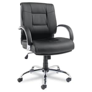 Alera Ravino Series Mid-Back Swivel/Tilt Leather Chair, Black for $357