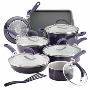 Rachael Ray Create Delicious Nonstick Cookware Pots and Pans Set, 13 Piece, Purple Shimmer for $130